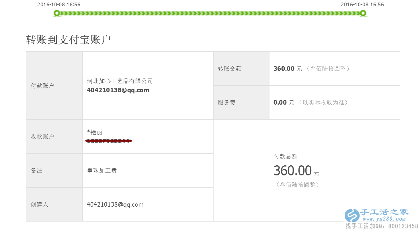 河北肥鄉(xiāng)縣柳女士做手工活收到加工費(fèi)360元，勤勞致富好榜樣！
