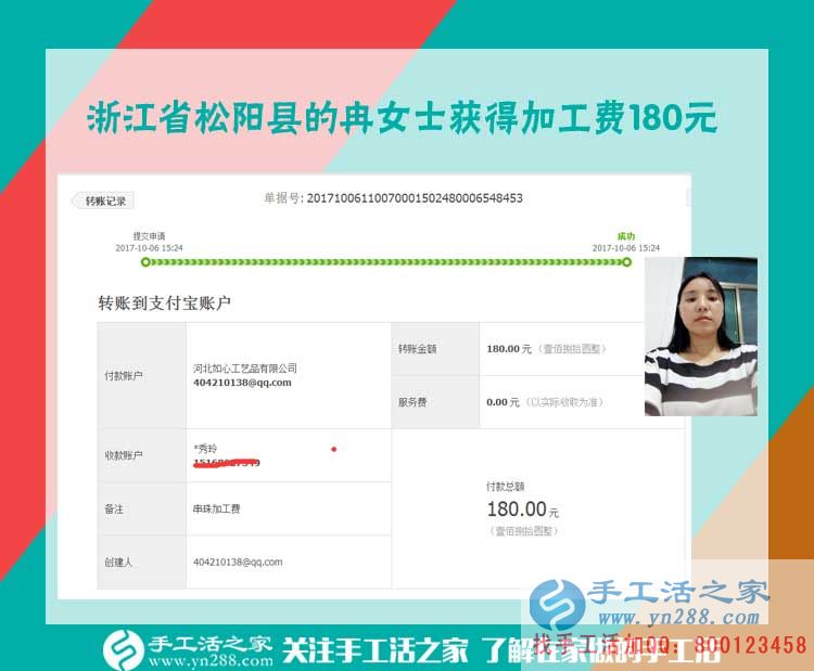 做手工活賺錢太幸福了，浙江松陽冉女士在家做手工活之家的串珠繡珠繡畫加工(圖1)