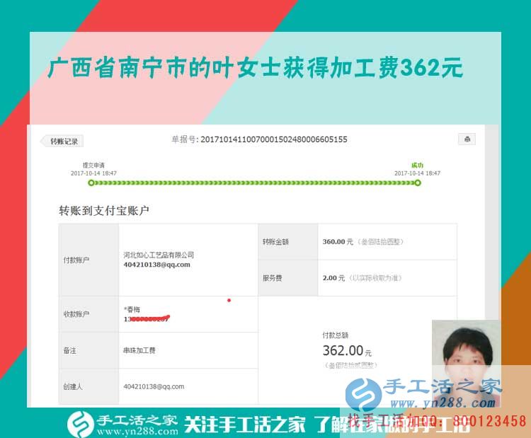 現(xiàn)在有時間了，廣西南寧葉女士要讓珠繡畫賺的錢翻個番兒(圖1)