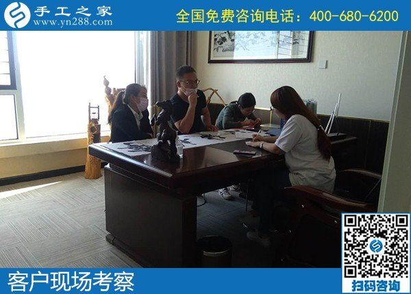 5月6日，代理手工活加工項(xiàng)目，正規(guī)外發(fā)手工活來(lái)料加工，選正規(guī)手工活勵(lì)志珠珠繡，手工之家接待考察合作加工客戶剪影