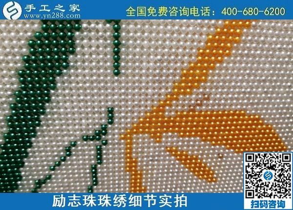 6月19日，把手工活拿回家做，有手工活代理加工項(xiàng)目的手工之家是什么實(shí)力？勵(lì)志珠珠繡成品細(xì)節(jié)實(shí)拍